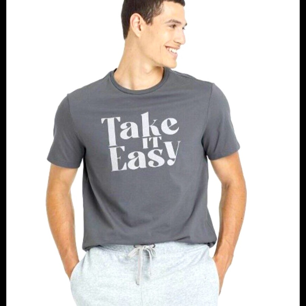 Goodfellow & Co graphic men’s tee says Take it Easy. They are gray.